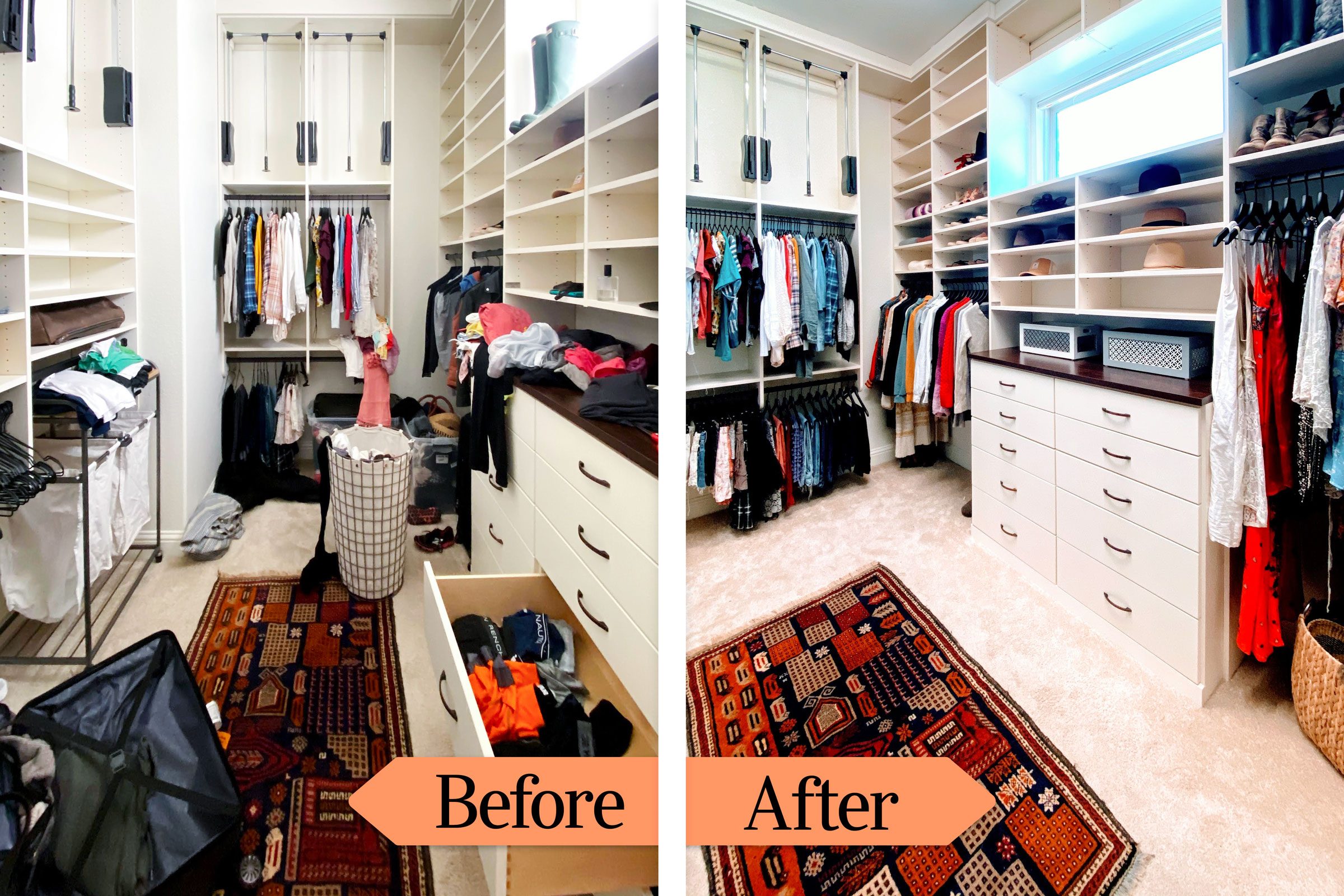 closet organization before and after