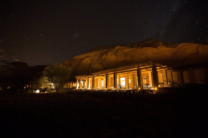 Alto Atacama resort at night with stars in the sky