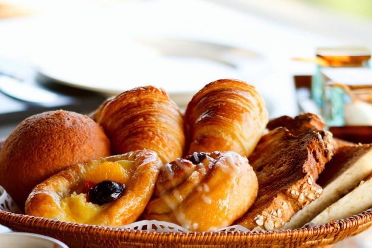 Selection of freshly made breads served for breakfast