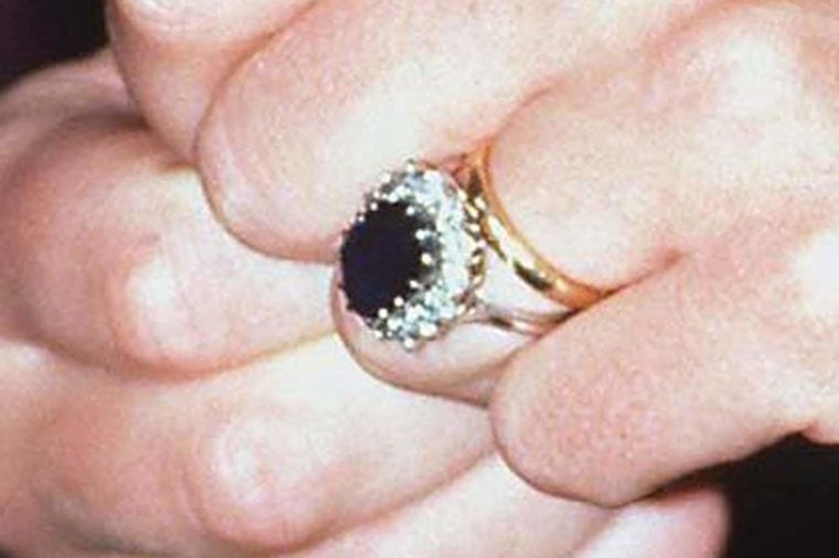 Engagement and wedding rings on the hand of Princess Diana