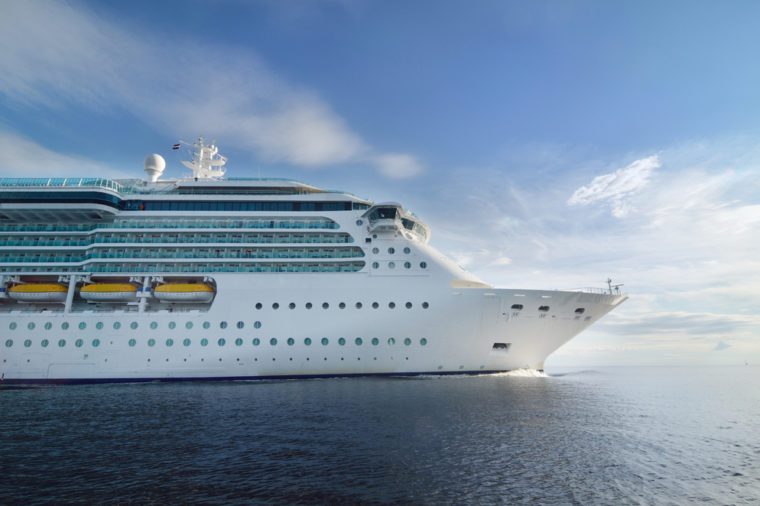 Large White Cruise Ship Leaving Port Of Riga On A Summer Day