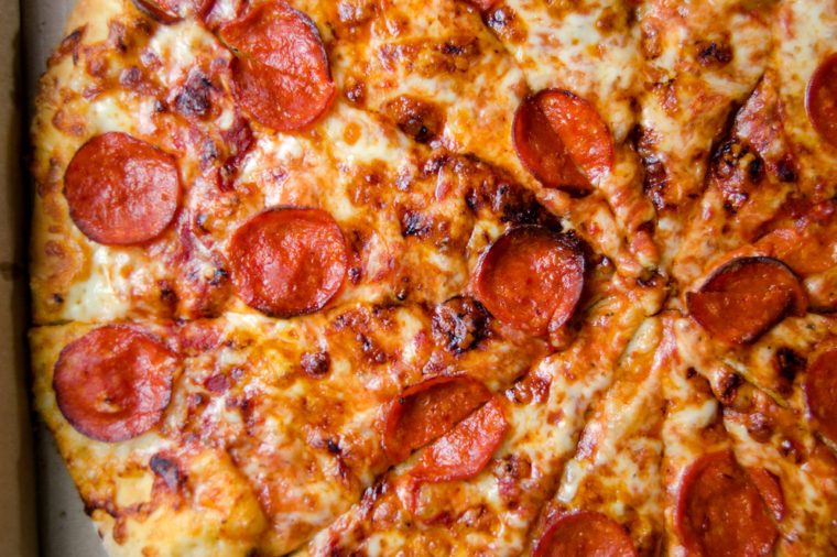 Classic pepperoni pizza close up