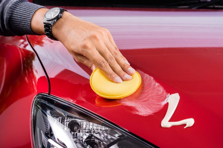 car care, polishing the red car