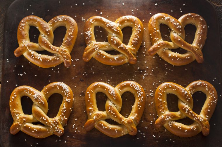 Homemade Soft Pretzels with Salt Ready to Eat