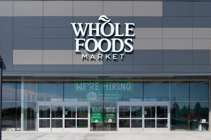 ST. PAUL, MN/USA - MAY 7, 2017: Whole Foods Market exterior and logo. Whole Foods Market Inc. is an American supermarket chain.