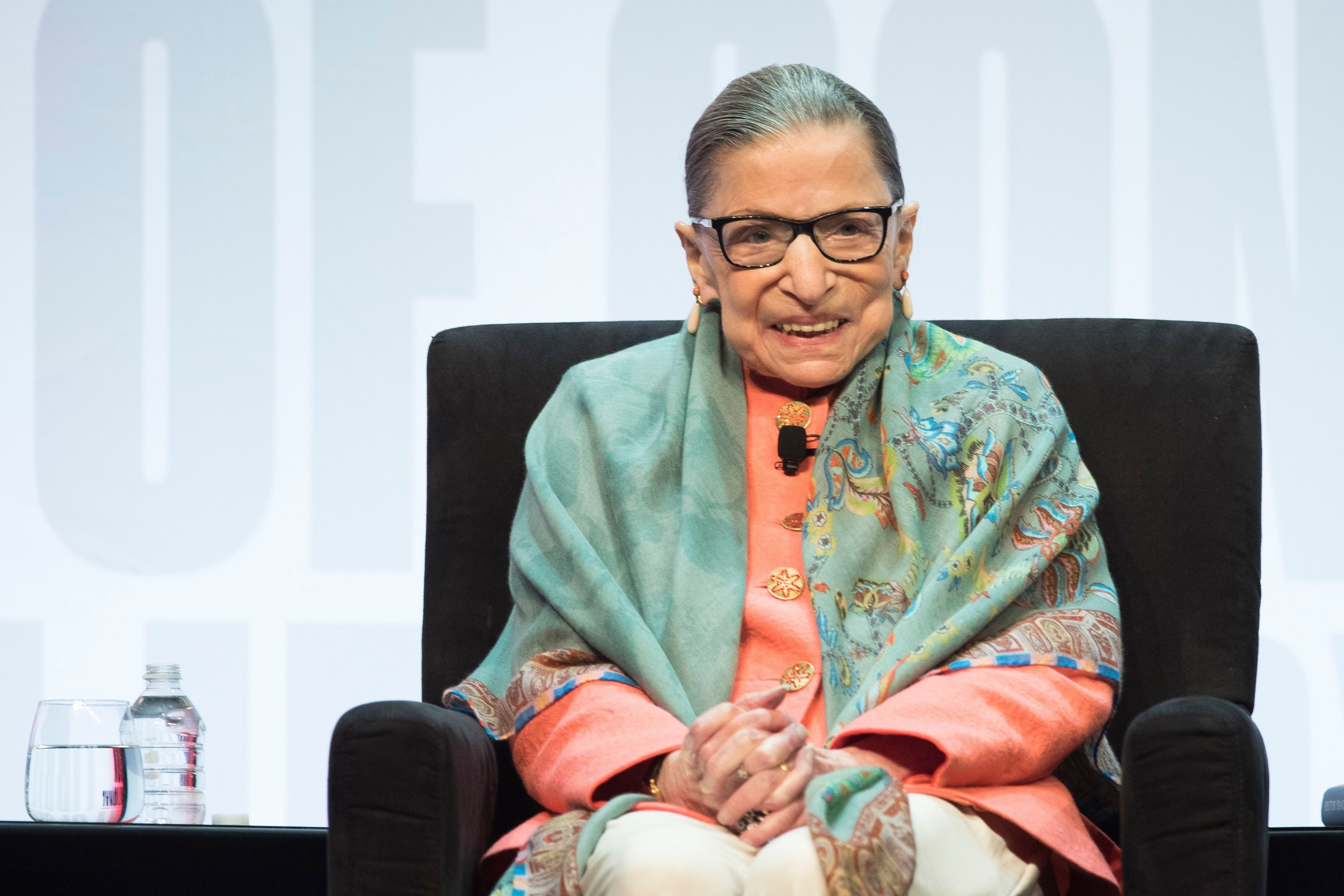 Mandatory Credit: Photo by Cliff Owen/AP/Shutterstock (10376282s) Supreme Court Associate Justice Ruth Bader Ginsburg speaks at the Library of Congress National Book Festival in Washington SCOTUS Ginsberg Book Festival, Washington, USA - 31 Aug 2019