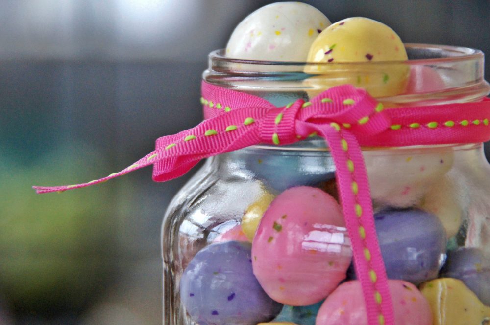 chocolate eggs in mason jar