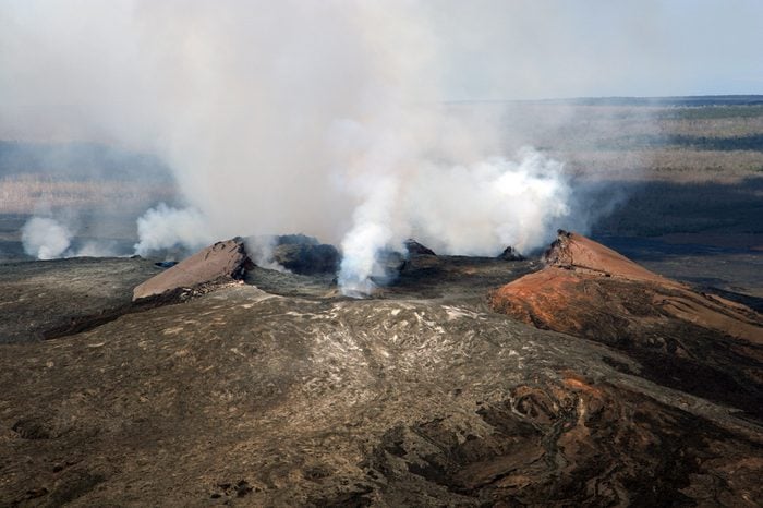 Kilauea Volcano taken from a helicopter.