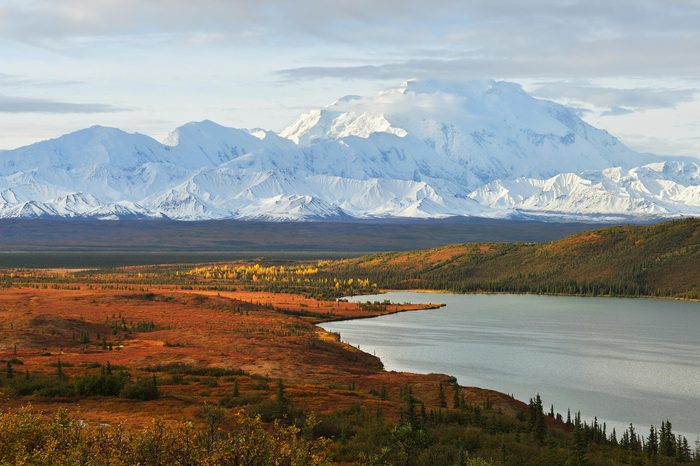 Denali Mountain and Wonder Lake at sunrise, Alaska