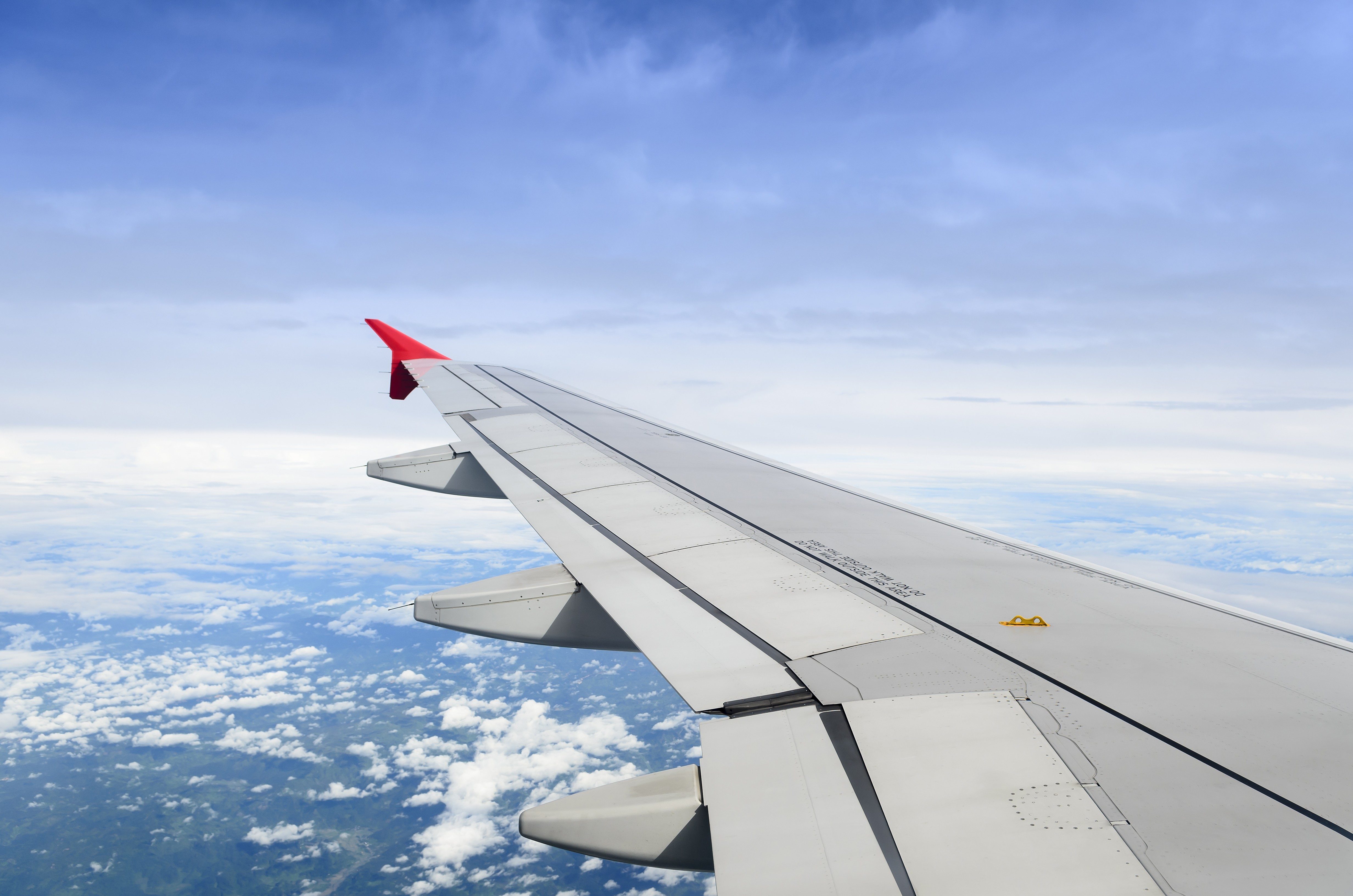 view from the airplane window, cloudy day