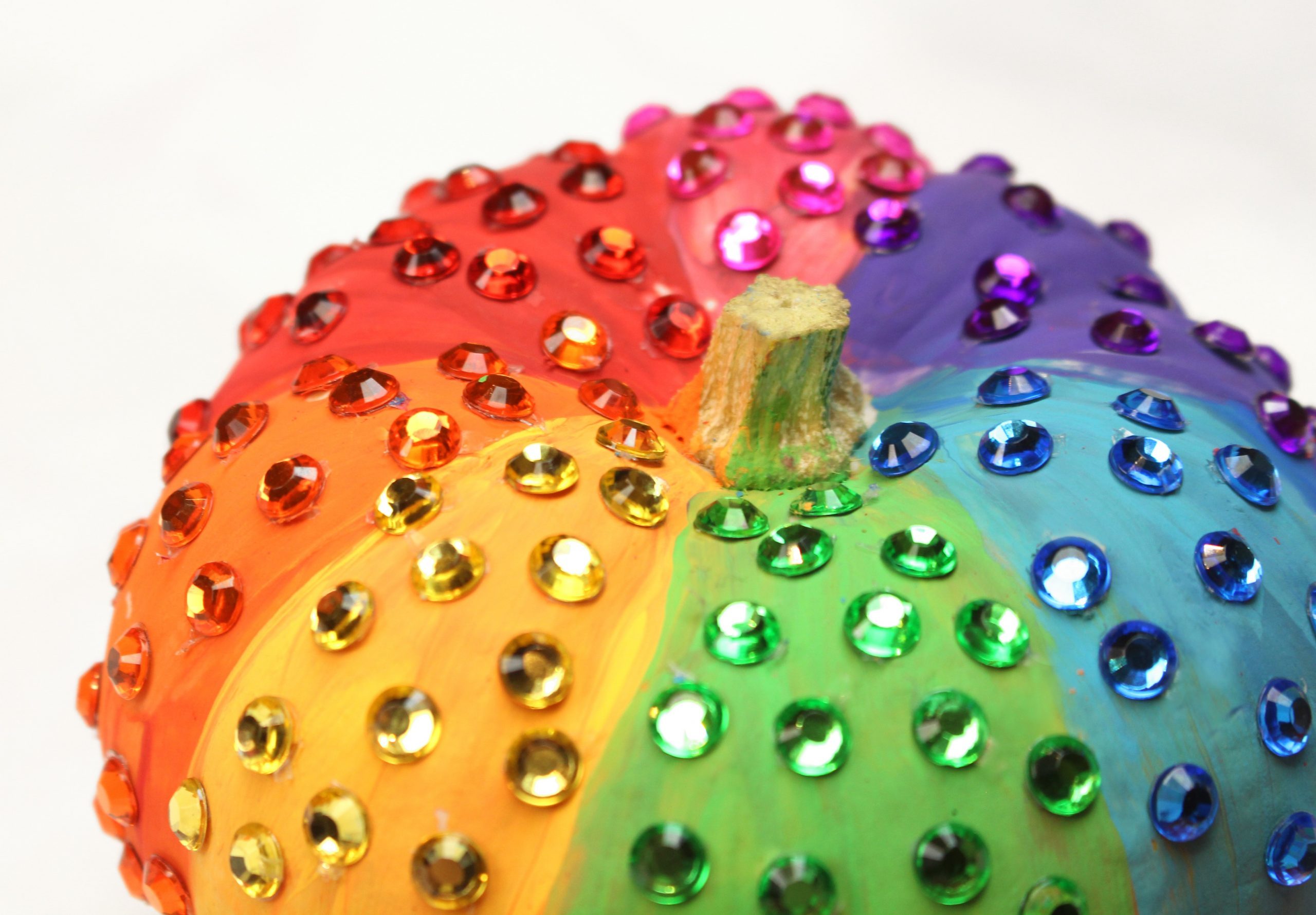 Rainbow Rhinestone Sparkle Halloween Pumpkin Craft DIY