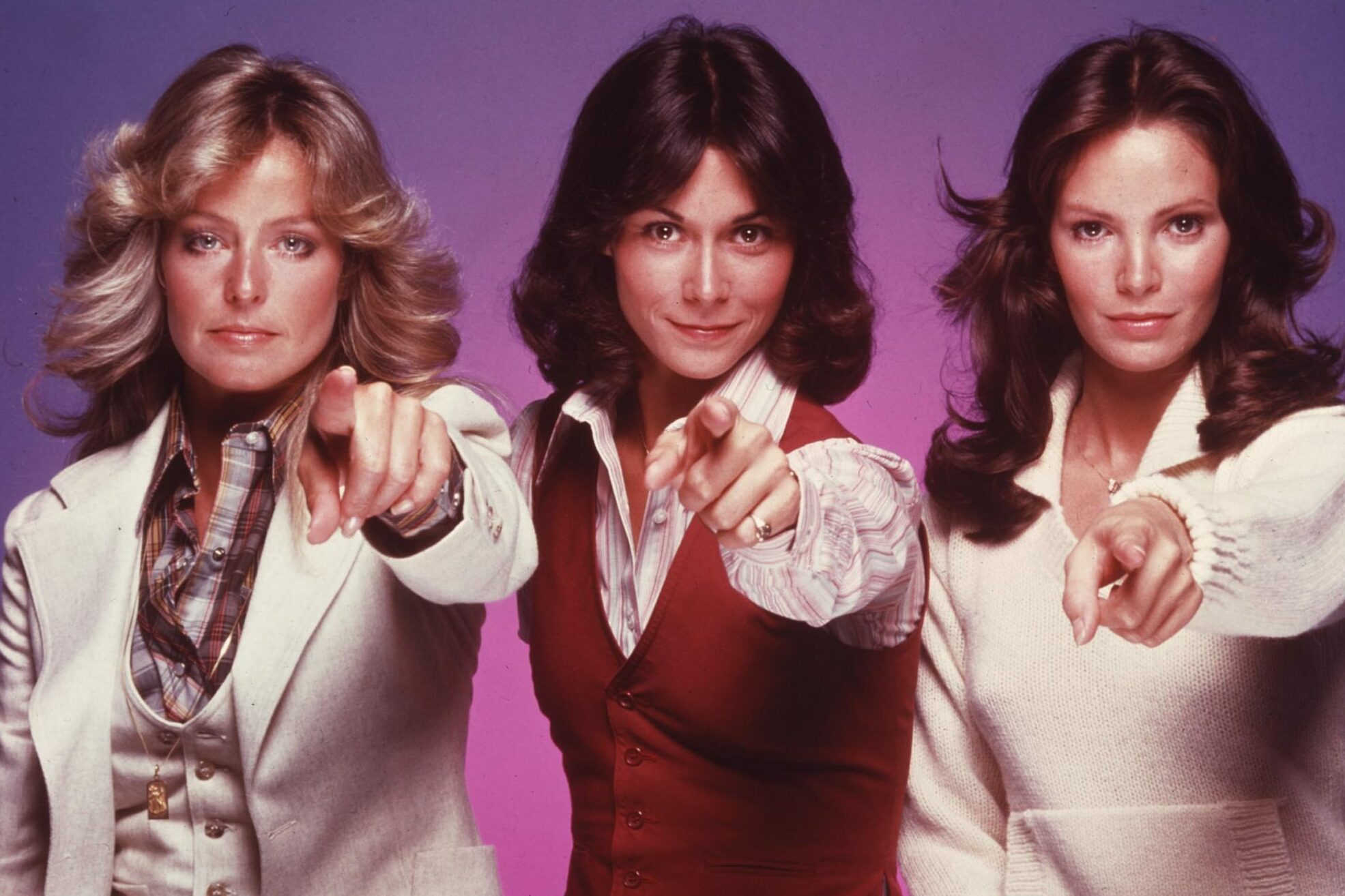 Editorial use only. No book cover usage. Mandatory Credit: Photo by Spelling-Goldberg/Kobal/Shutterstock (5885677p) Farrah Fawcett, Kate Jackson, Jaclyn Smith Charlie's Angels - 1976-1981 Spelling-Goldberg USA Television