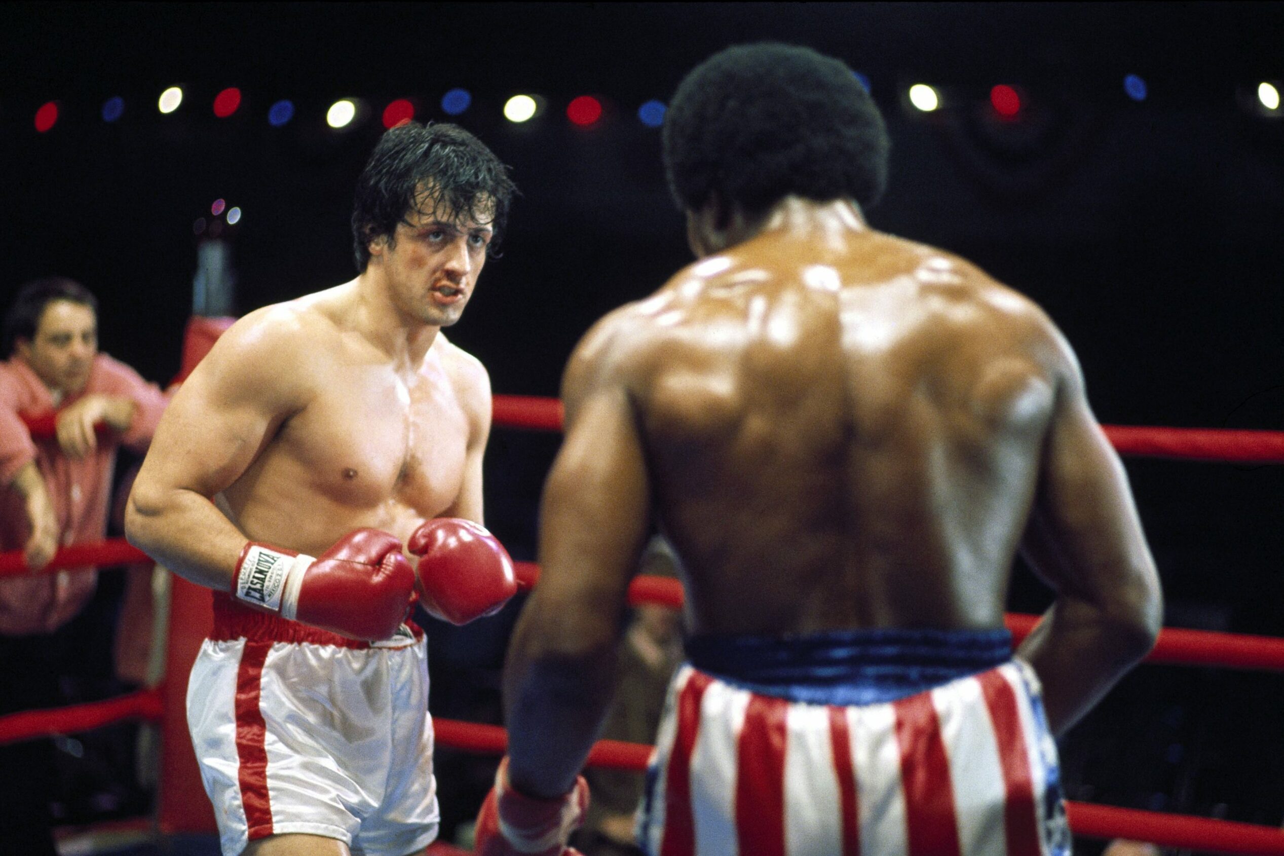 Editorial use only. No book cover usage. Mandatory Credit: Photo by United Artists/Kobal/Shutterstock (5885065x) Sylvester Stallone, Carl Weathers Rocky - 1976 Director: John Avildsen United Artists USA Scene Still