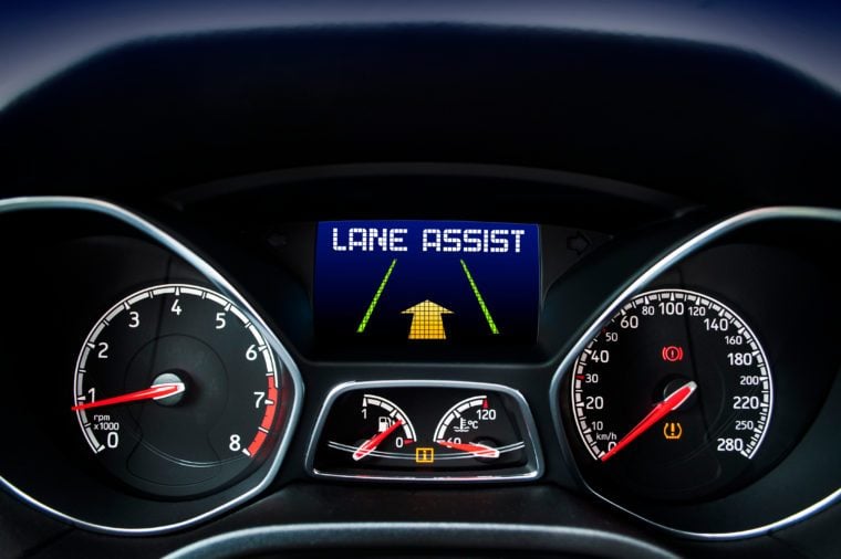 Speedometer with lane assist