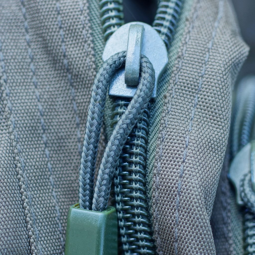 close up of zipper