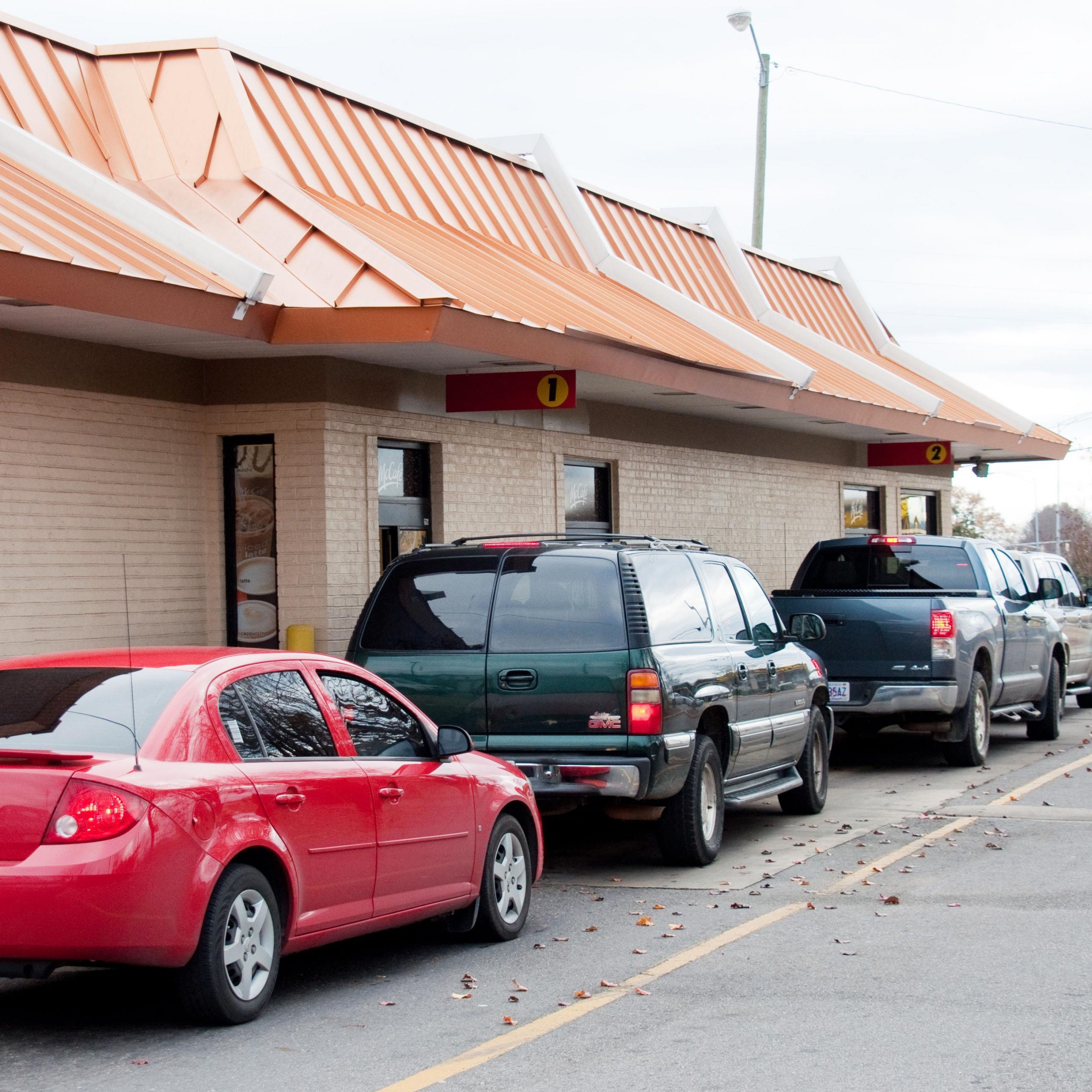 line of cars at a drive thru