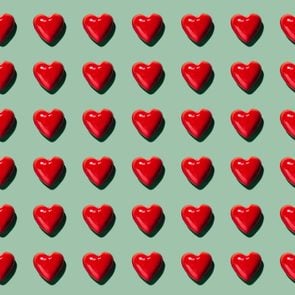 hearts pattern on green background