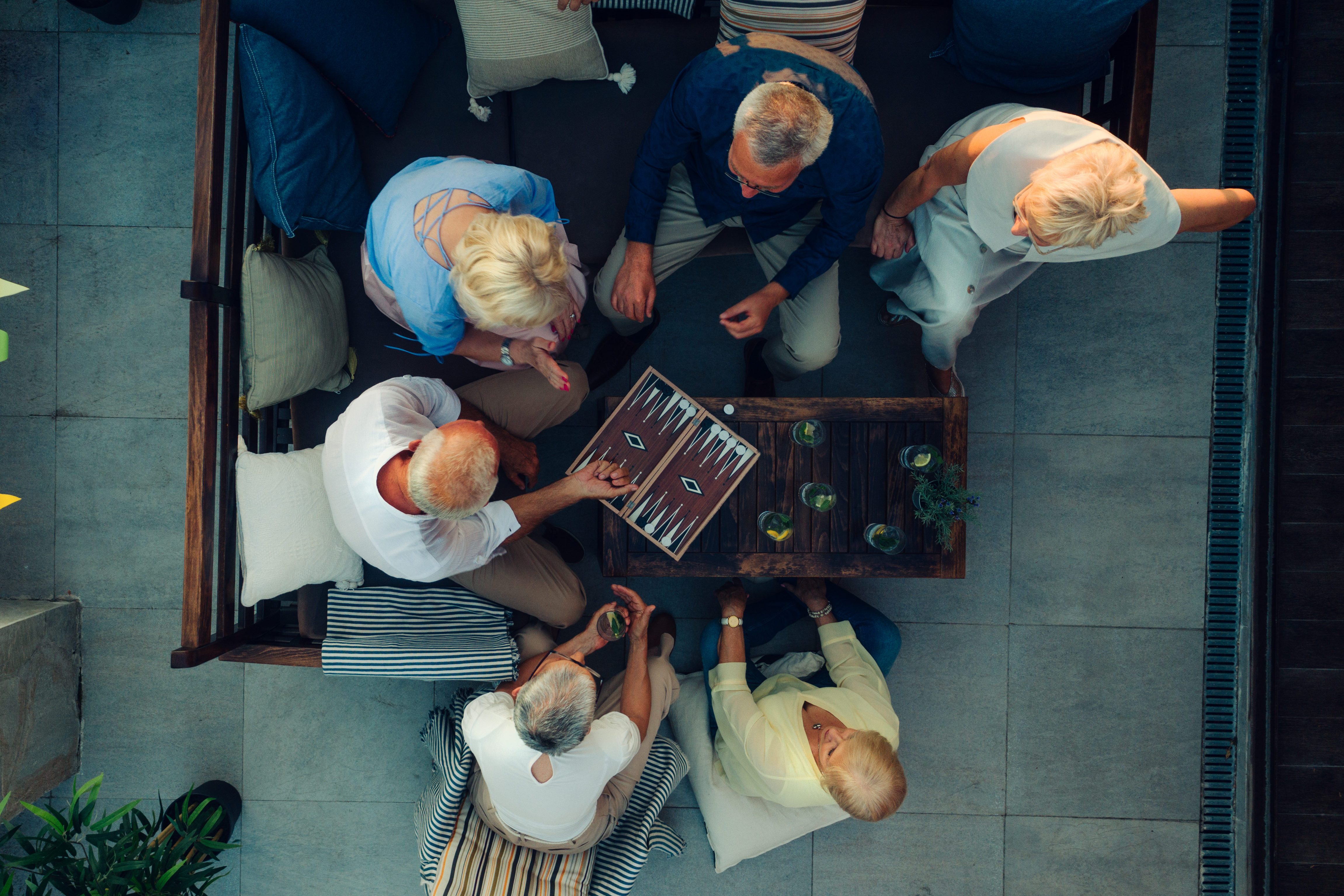 Senior Friends Playing Backgammon