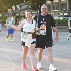 megan dubois and father at a disney star wars 5k