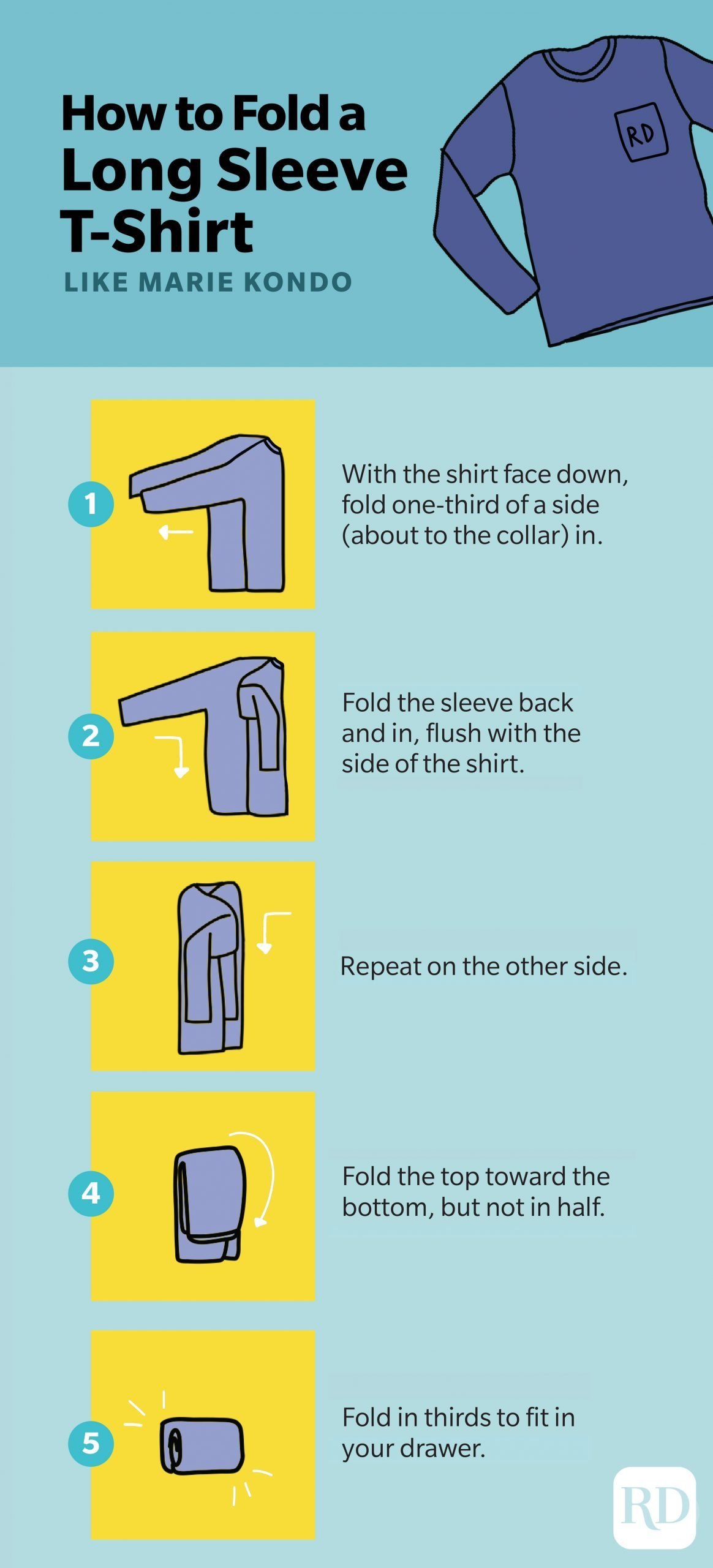 How to Fold a Long-Sleeve Shirt Four Ways