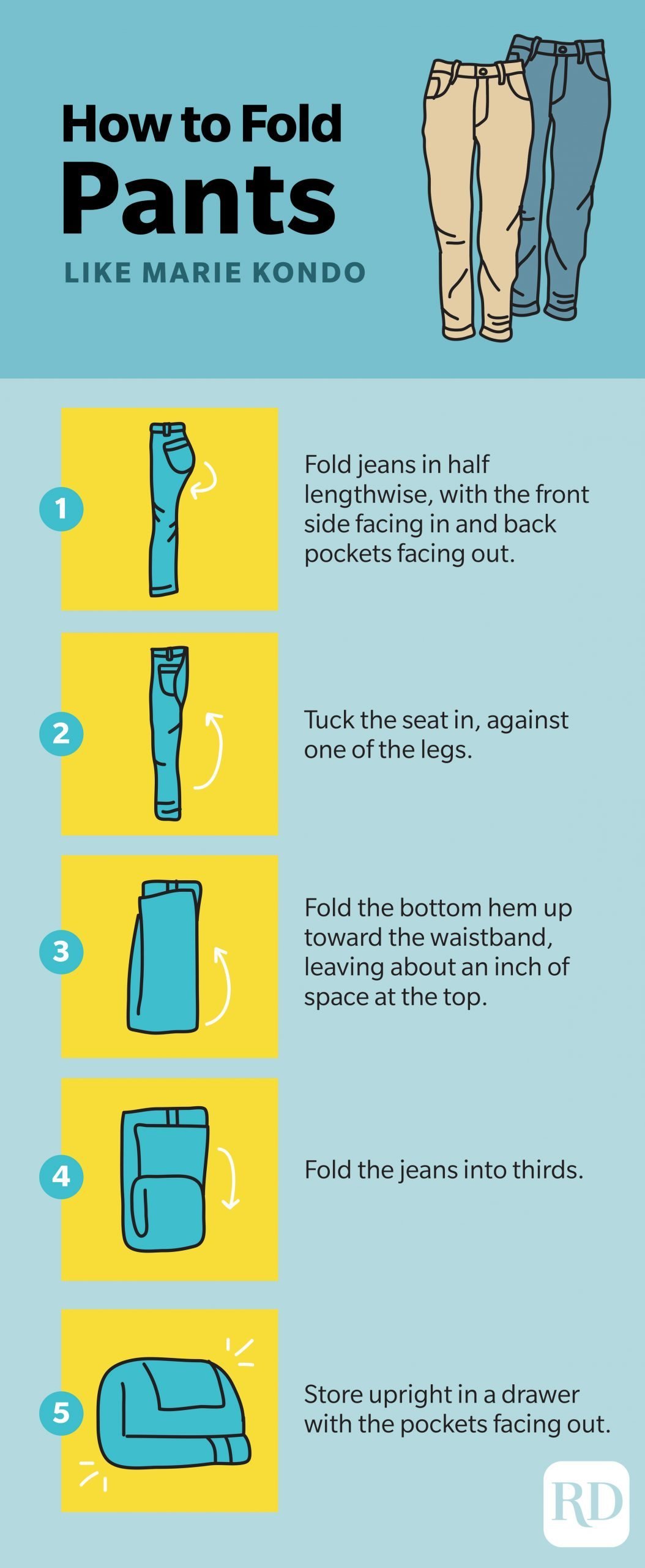 How to Fold Pants and Jeans to Save Space