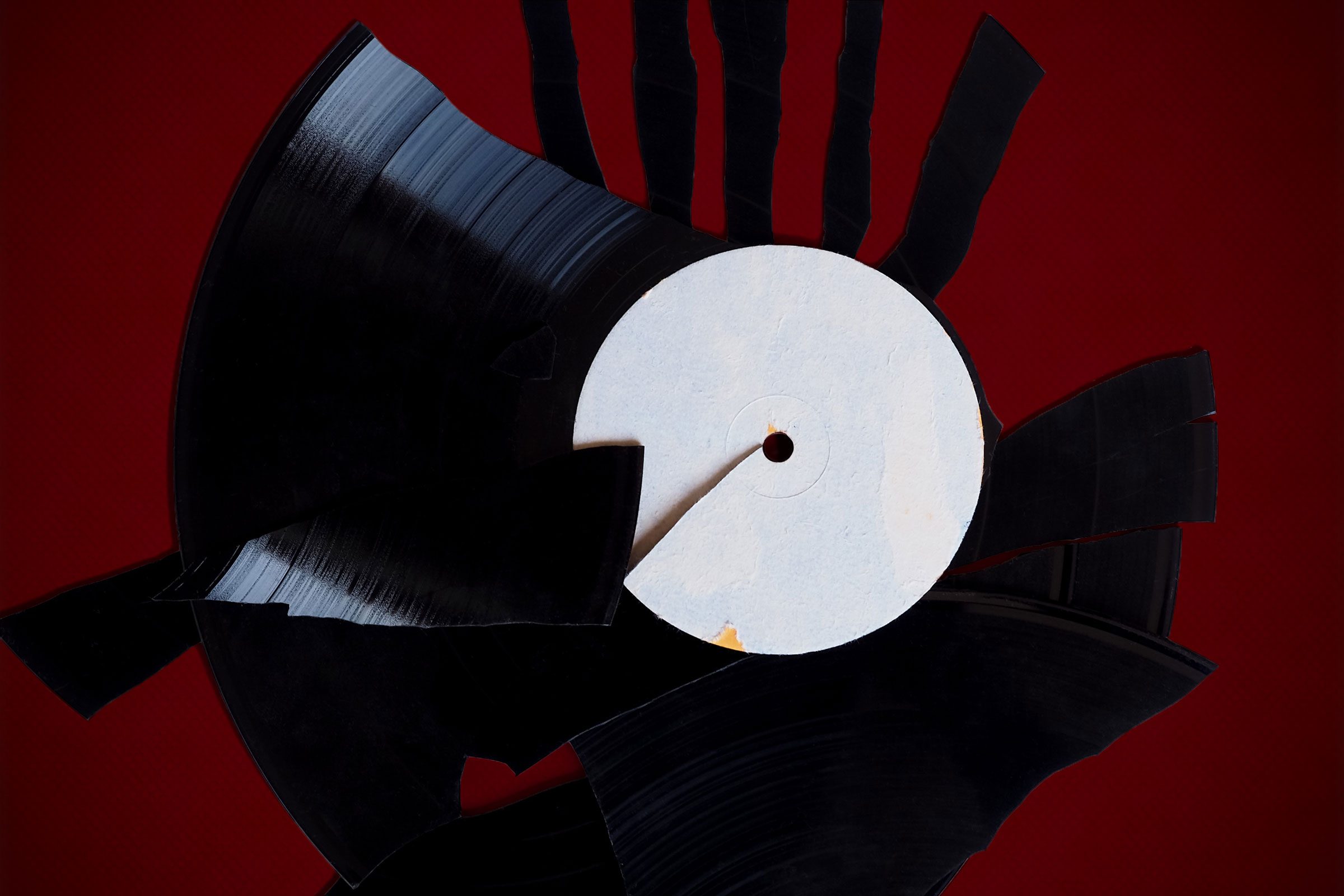 broken record on red background