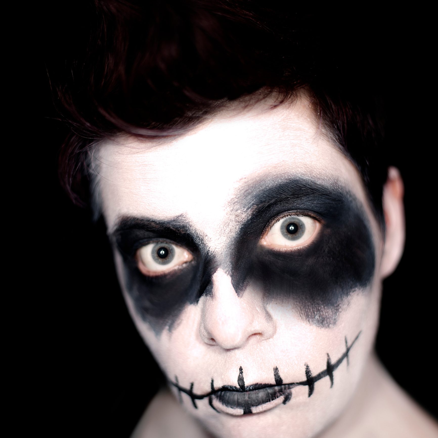 scary black and white face paint