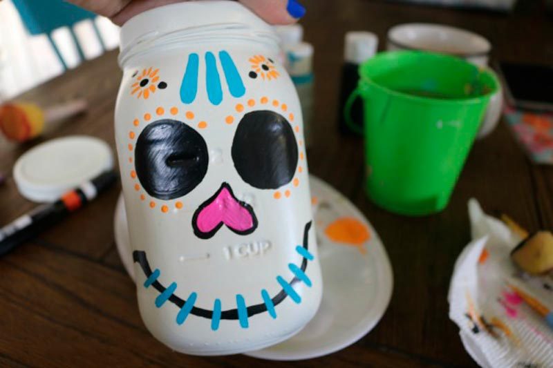 sugar skull mason jar halloween craft