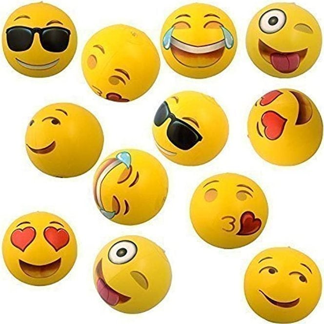 Emoji Universe 12 Emoji Inflatable Beach Balls, 12 Pack