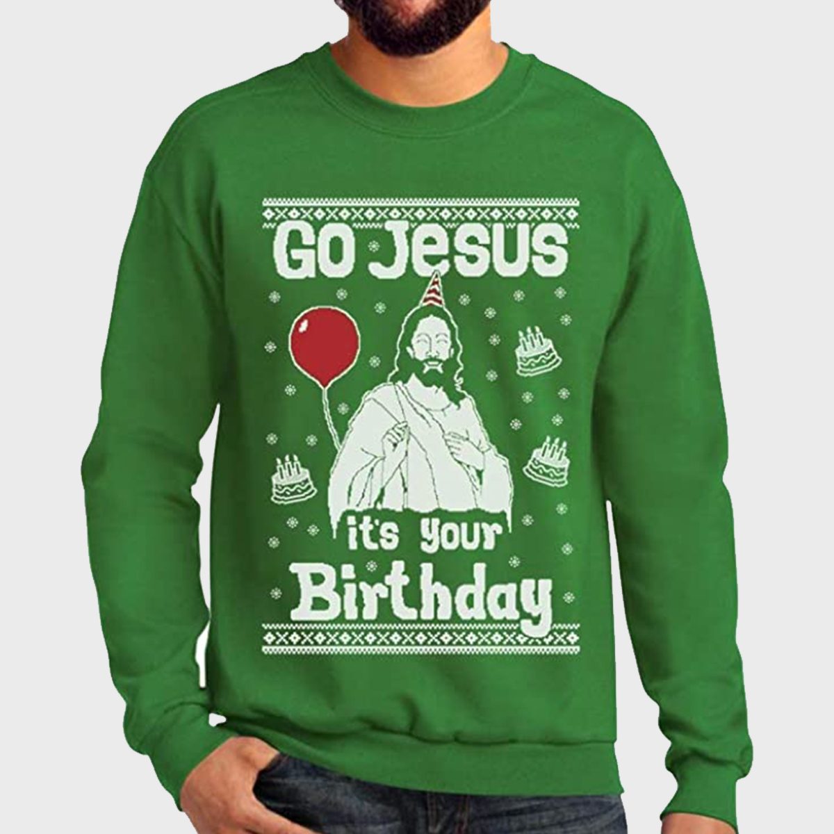 Go Jesus Its Your Birthday Ugly Christmas Sweatshirt Via Amazon