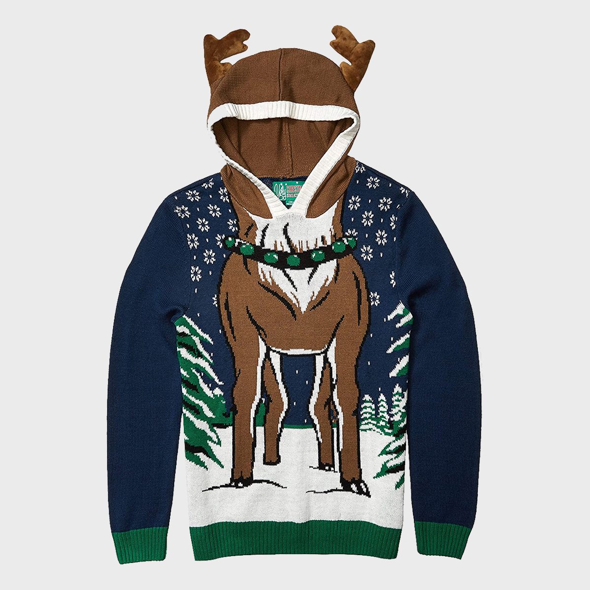 Hooded Ugly Christmas Sweater Reindeer