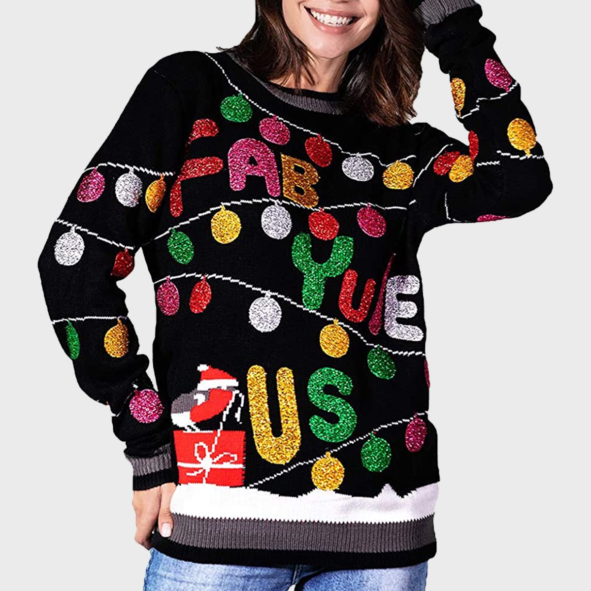 Ugly Glitter Lights Christmas Fair Isle Sweater