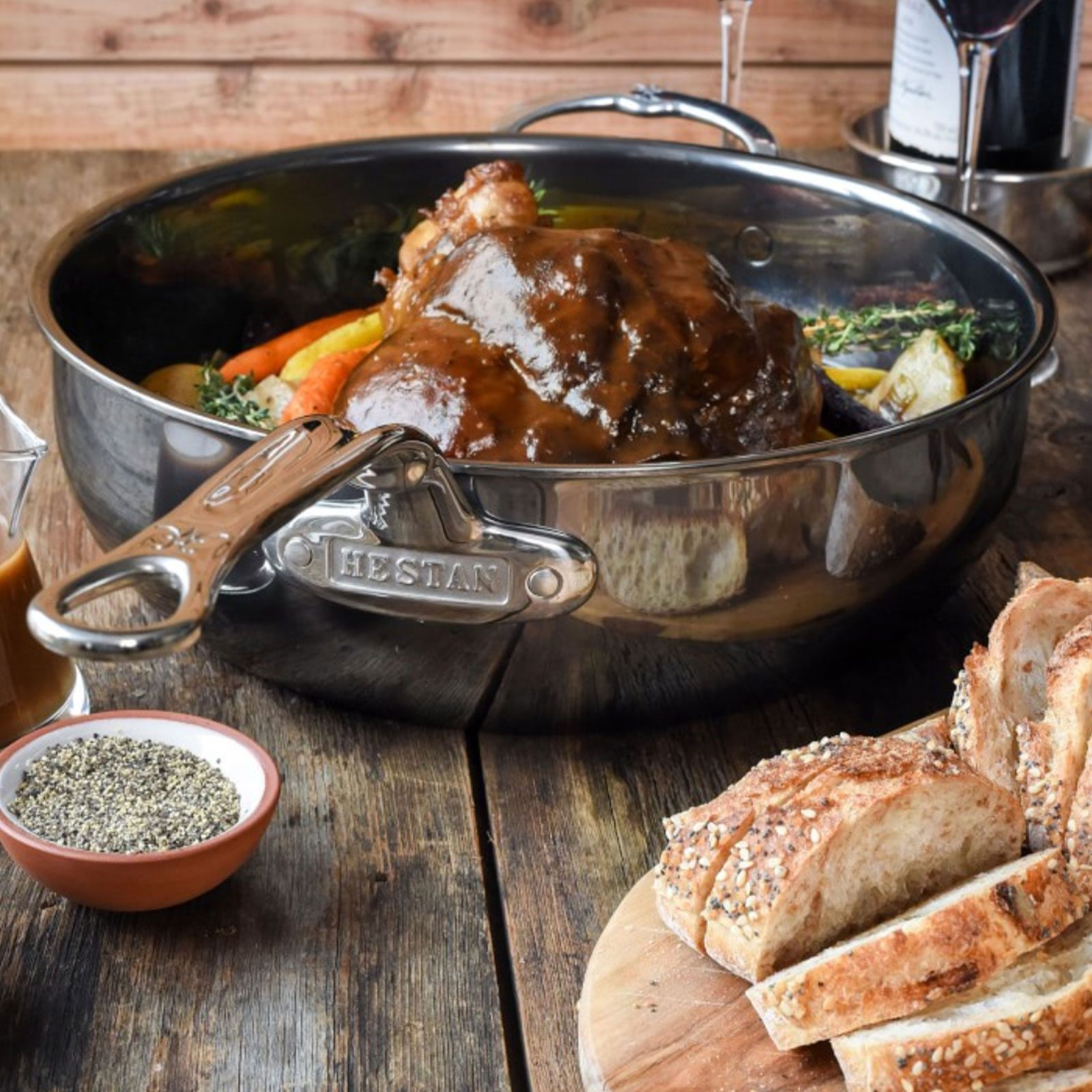 All-Clad d5 Stainless-Steel Essential Pan  Braised chicken, Food, Chicken  and vegetables