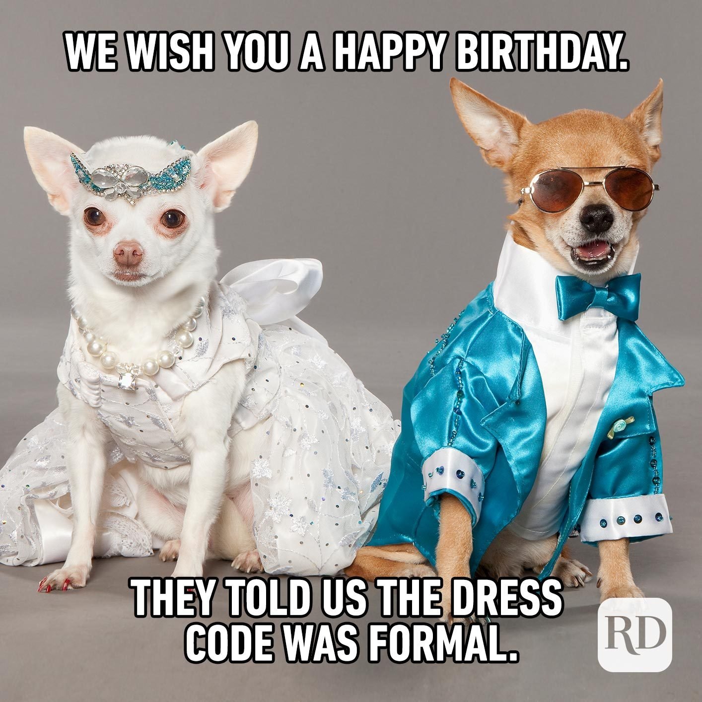 We wish you a Happy Birthday. They told us the dress code was formal.