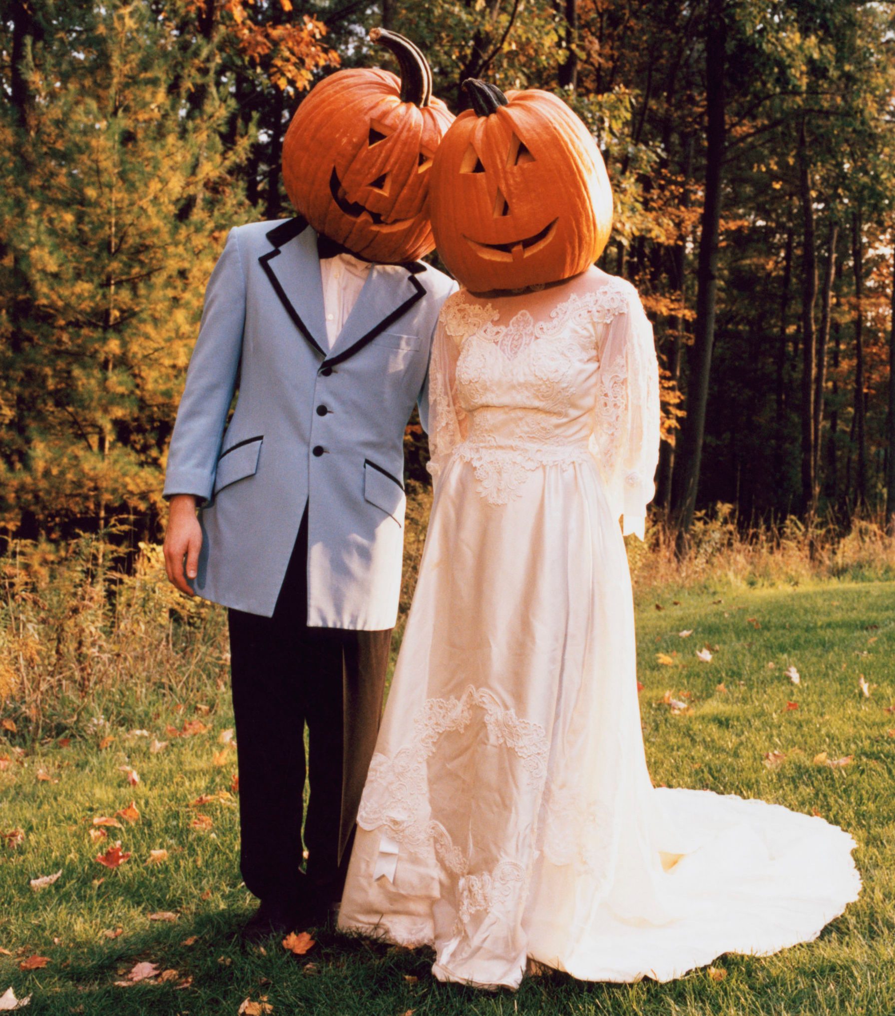 Couple with Pumpkin Heads