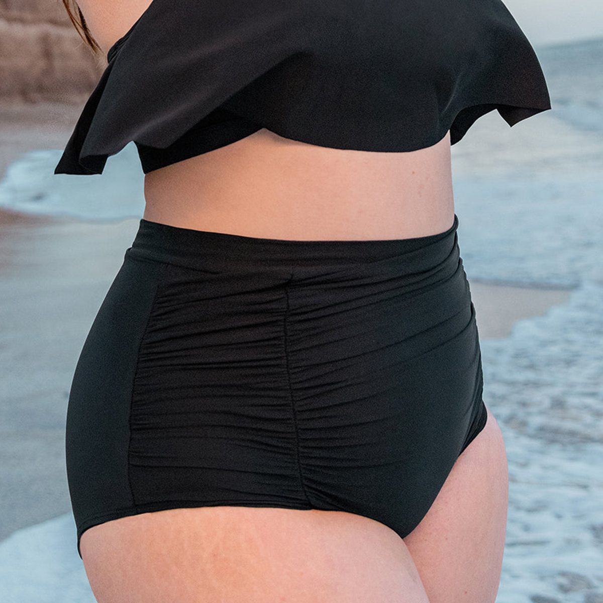 SHAPERMINT Women Ruched High Waisted Bikini Bottom Swimsuit, Tummy