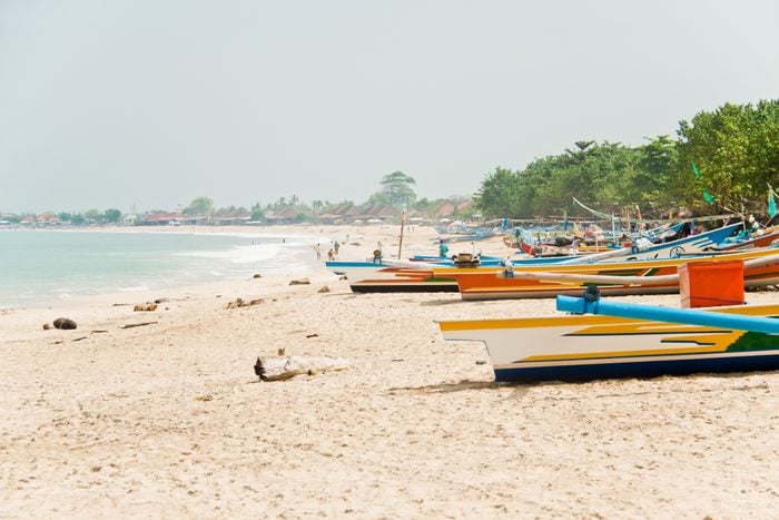 Fishing boats at Jimbaran beach in Bali, Indonesia