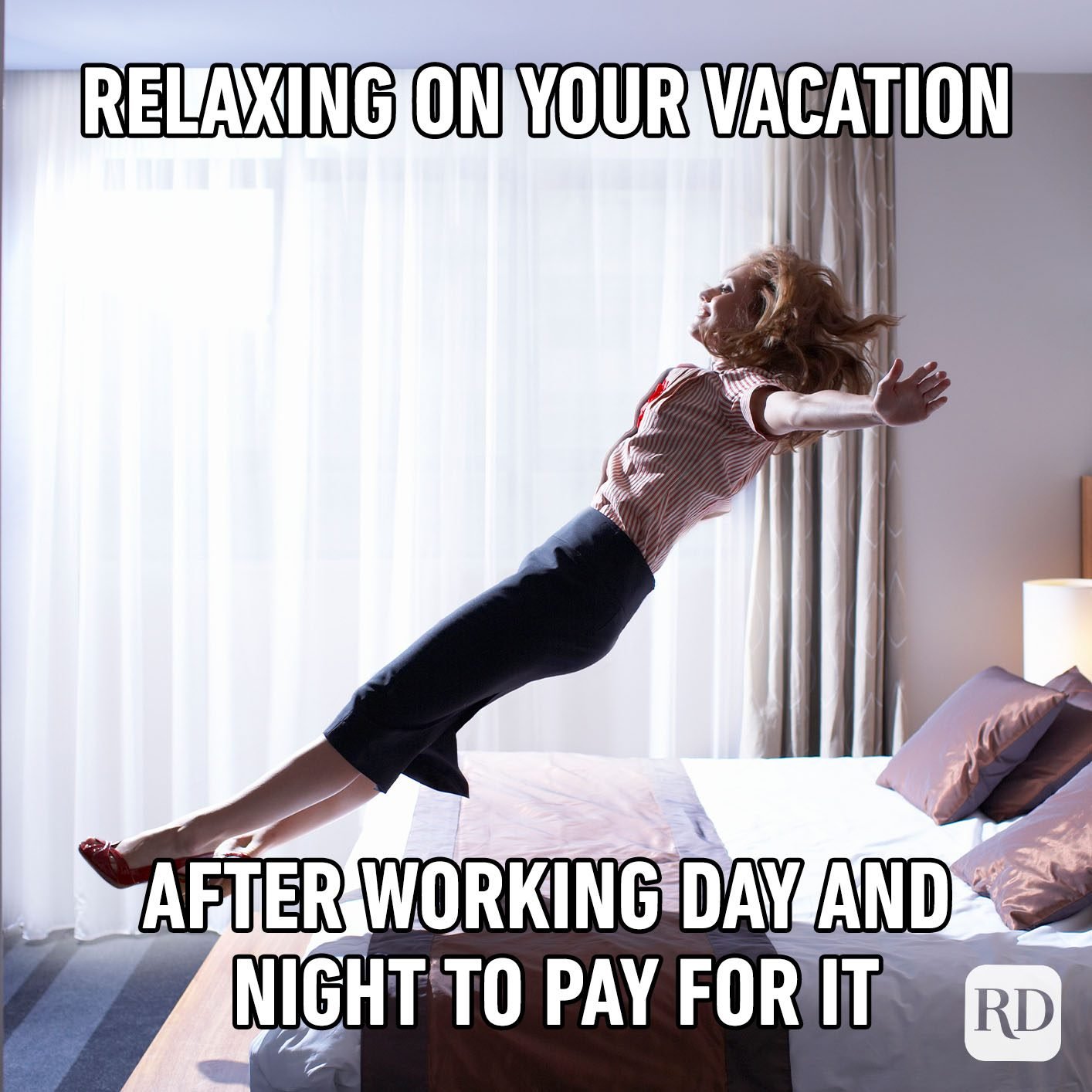 Relaxing On Your Vacation After Working Day And Night To Pay For It