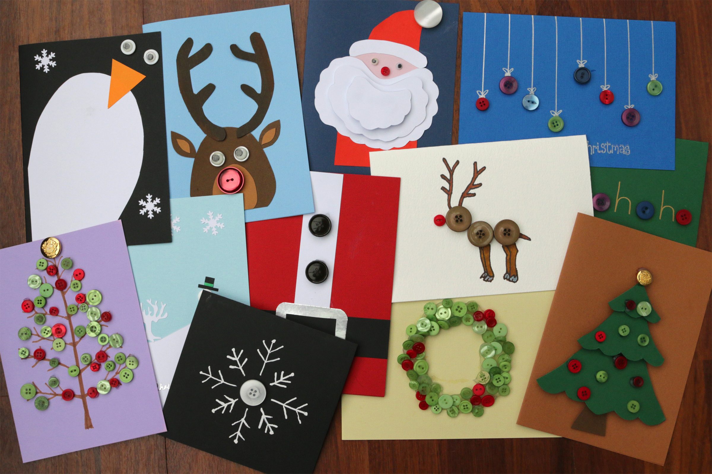 Ho Ho Ho Button Holiday Card -   Christmas card crafts, Button  christmas cards, Christmas cards handmade