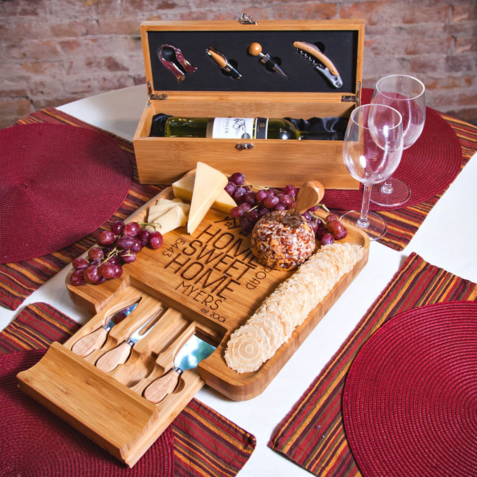 Personalized Wine And Cheese Board Via Etsy