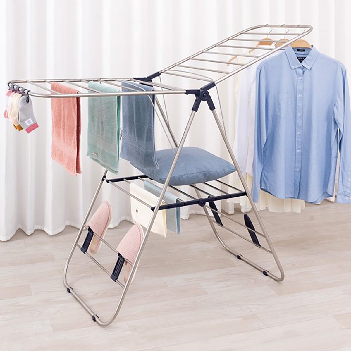 Stainless Steel Clothe Drying Rack Laundry Drip Hanger 24 Clip