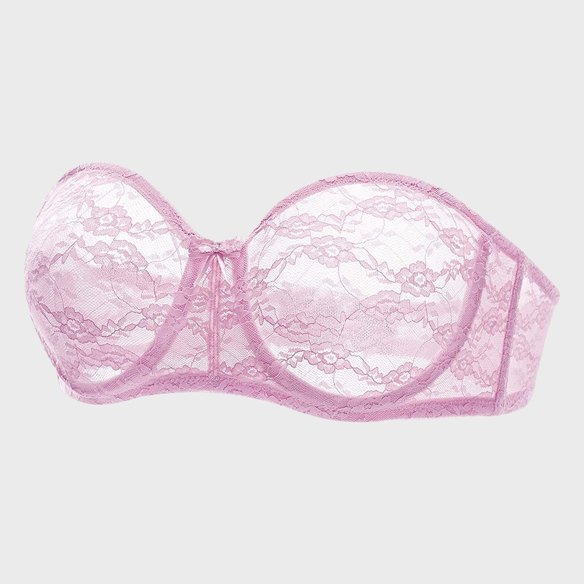 Hot Pink Delicate Lace Strapless Bra