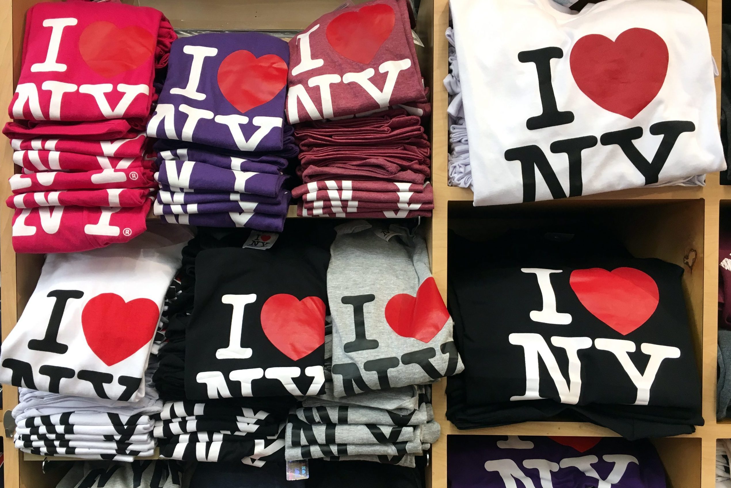 I heart NY shirts on display in store