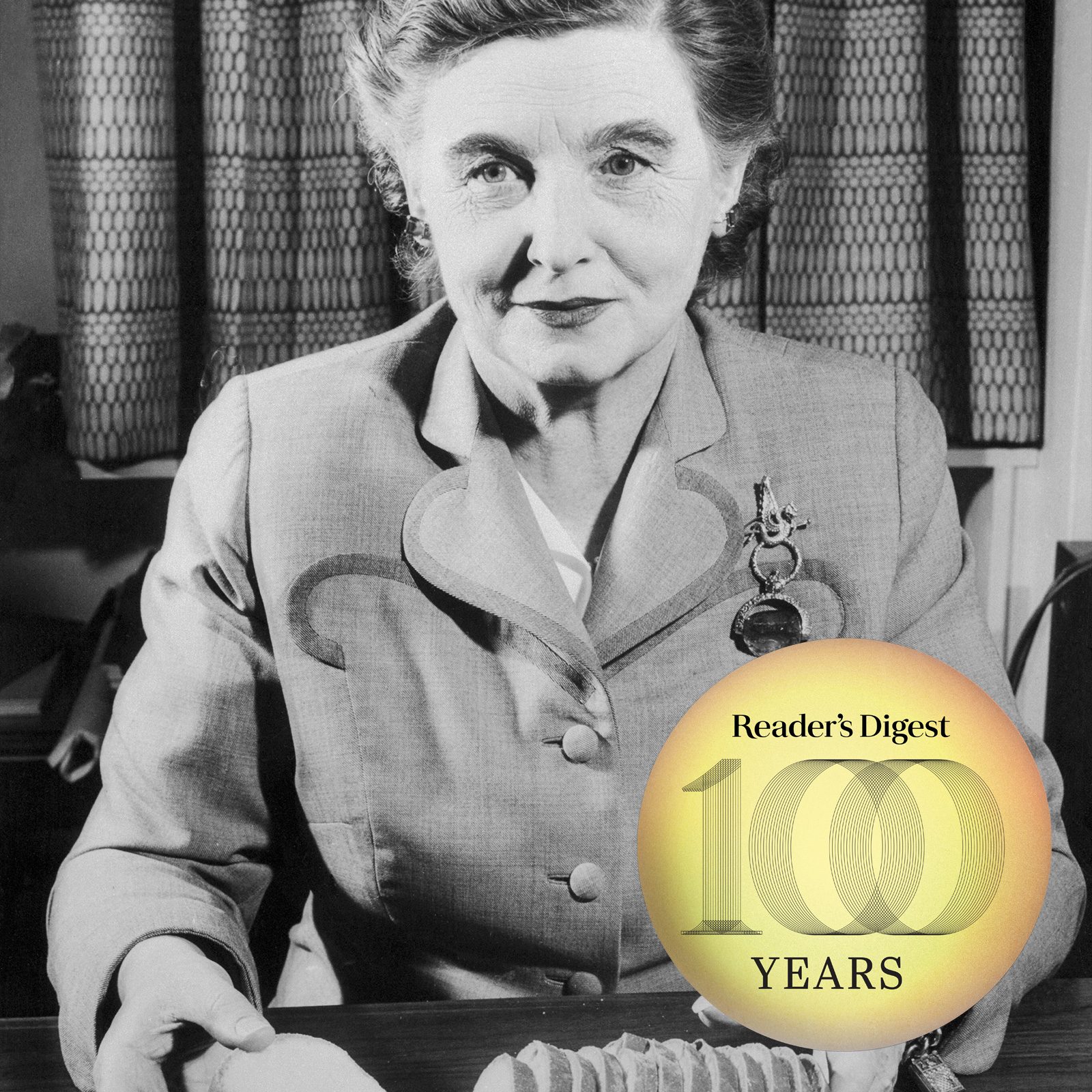 Pepperidge Farms President Margaret Rudkin with Reader's Digest 100 Years logo