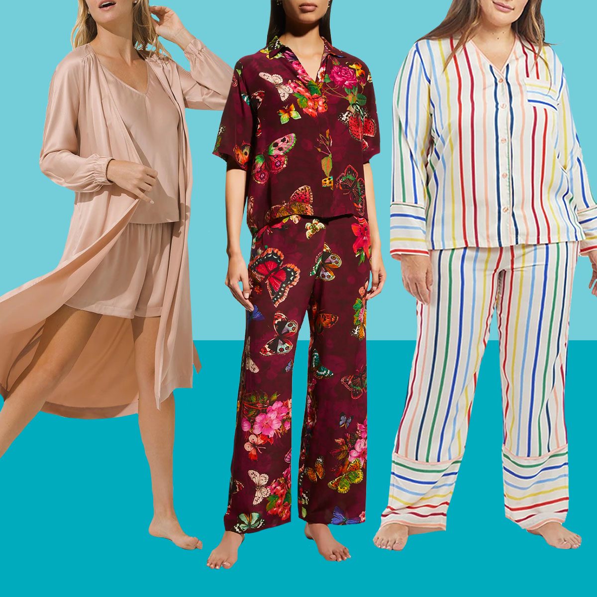 Women Classic Silk Pajamas Set (3-Piece)