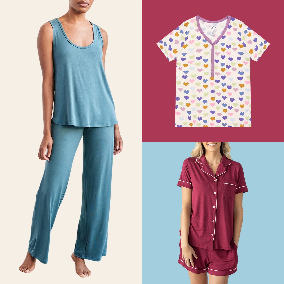 Women's Bamboo Viscose Sleep T-Shirt V-Neck Pajamas Top