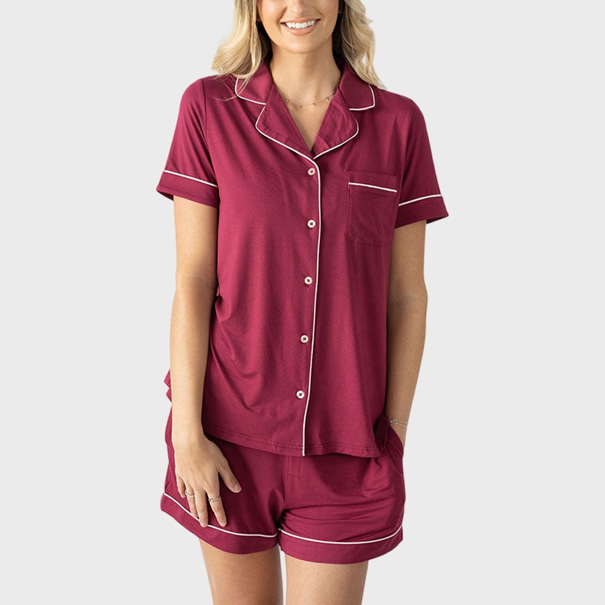 GUdiPUdi Women's Bamboo Pajamas, Hot Flash Menopause Relief PJS, Round  Neck, Wine Red, Large : : Health & Personal Care