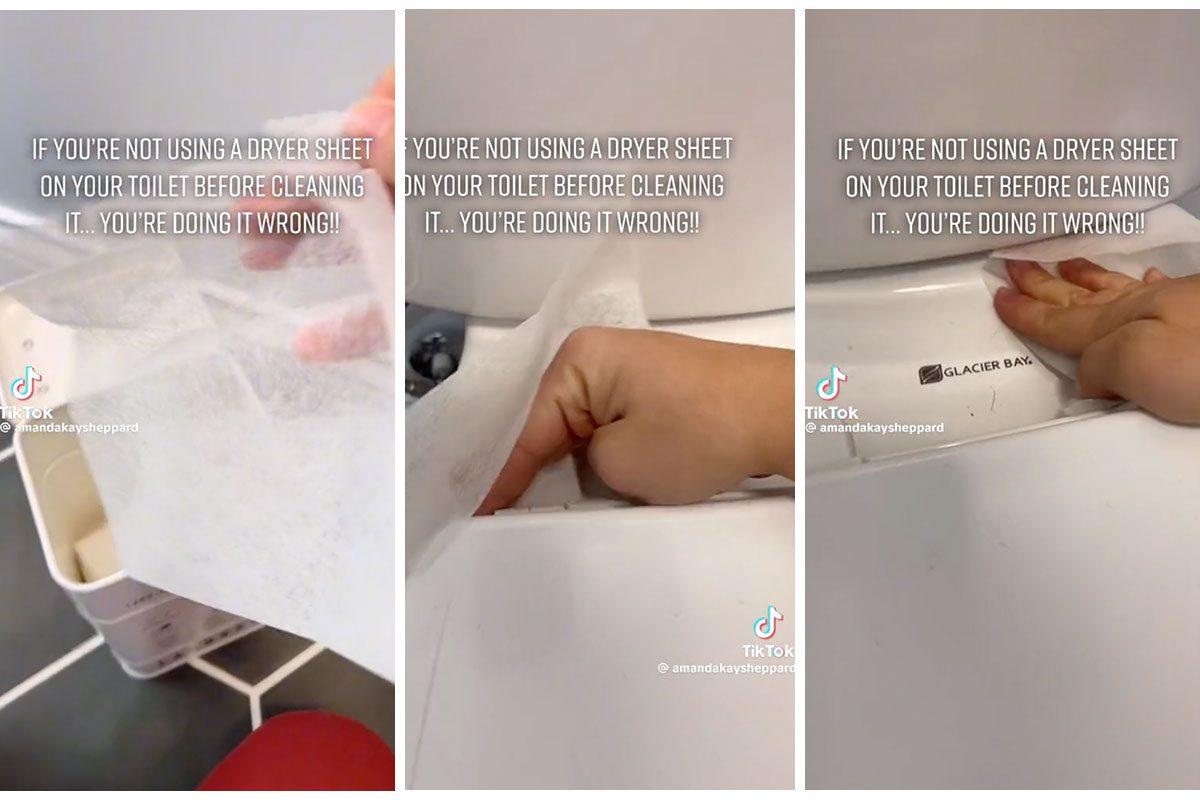 Dryer Sheet Toilet Cleaning Hack Via AmandaKaySheppard TikTok
