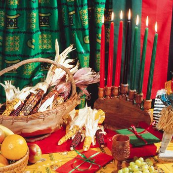 Kwanzaa candles and spread