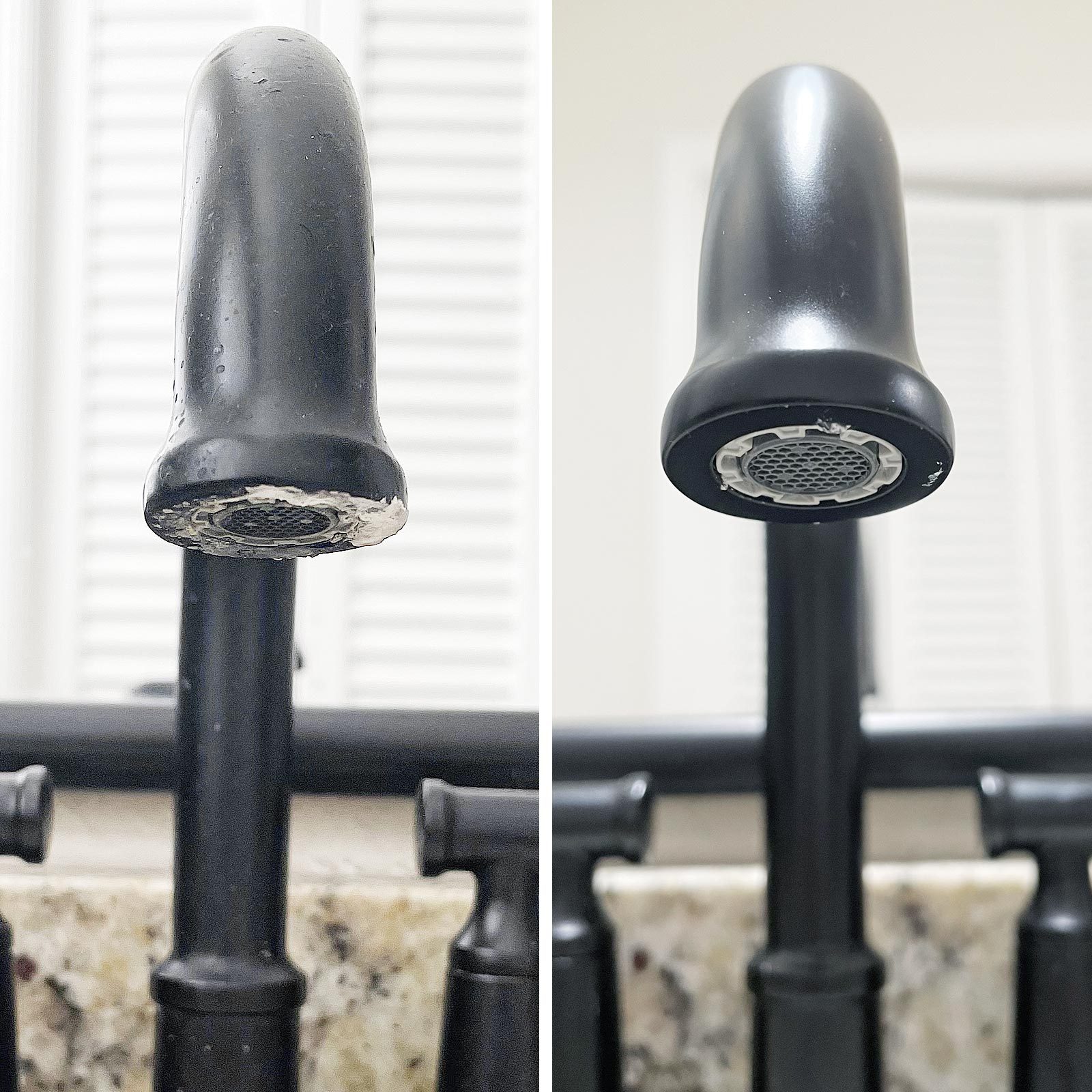 faucet build up before and after